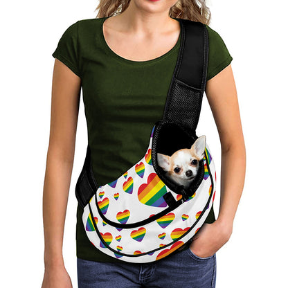 Rainbow LGBT Heart Pattern Print Pet Sling Carrier