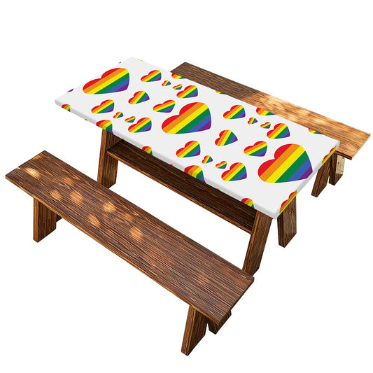 Rainbow LGBT Heart Pattern Print Picnic Table Cover