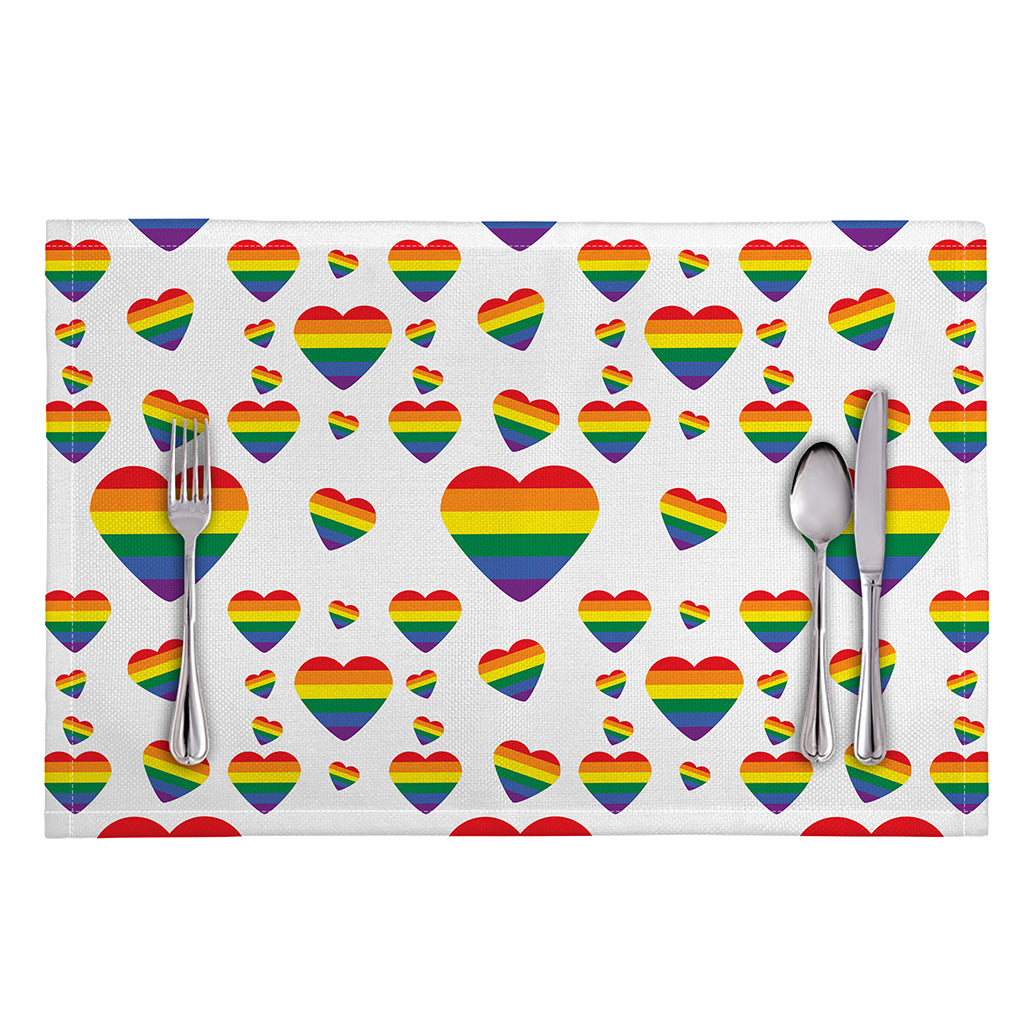 Rainbow LGBT Heart Pattern Print Placemat