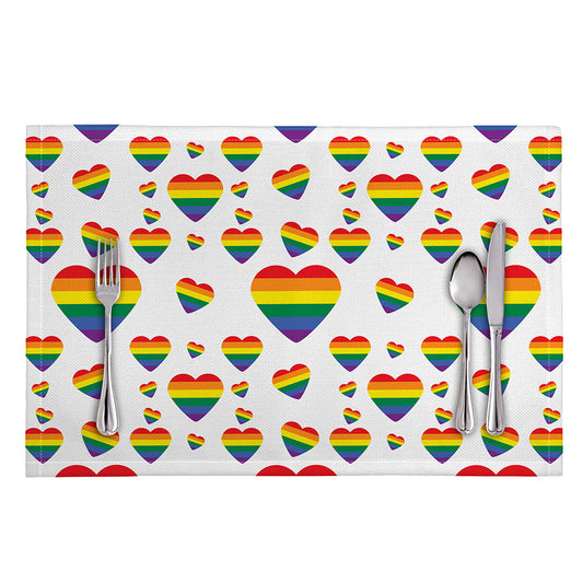 Rainbow LGBT Heart Pattern Print Placemat