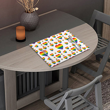Rainbow LGBT Heart Pattern Print Placemat