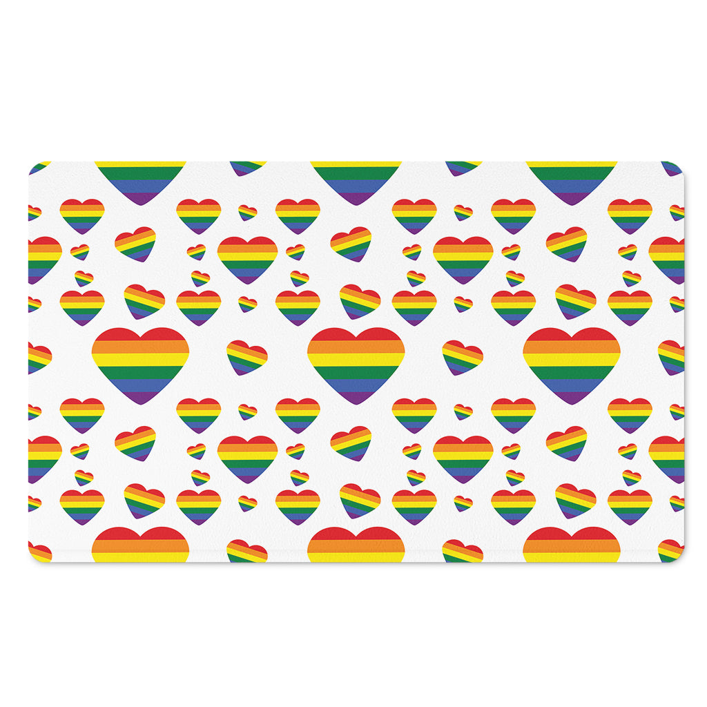 Rainbow LGBT Heart Pattern Print Polyester Doormat