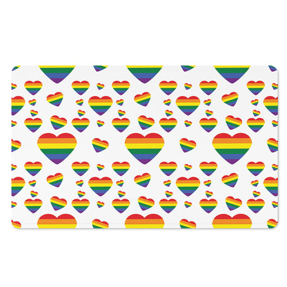 Rainbow LGBT Heart Pattern Print Polyester Doormat