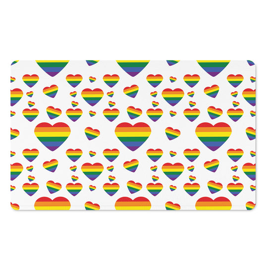 Rainbow LGBT Heart Pattern Print Polyester Doormat
