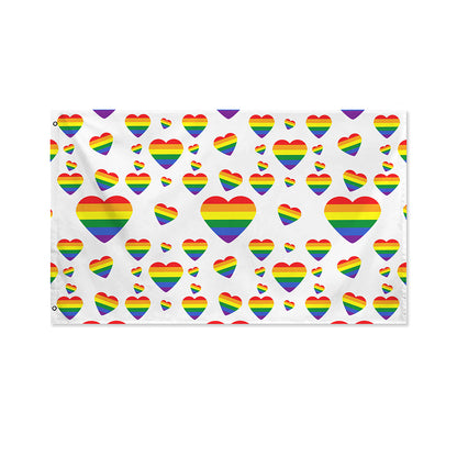 Rainbow LGBT Heart Pattern Print Polyester Flag