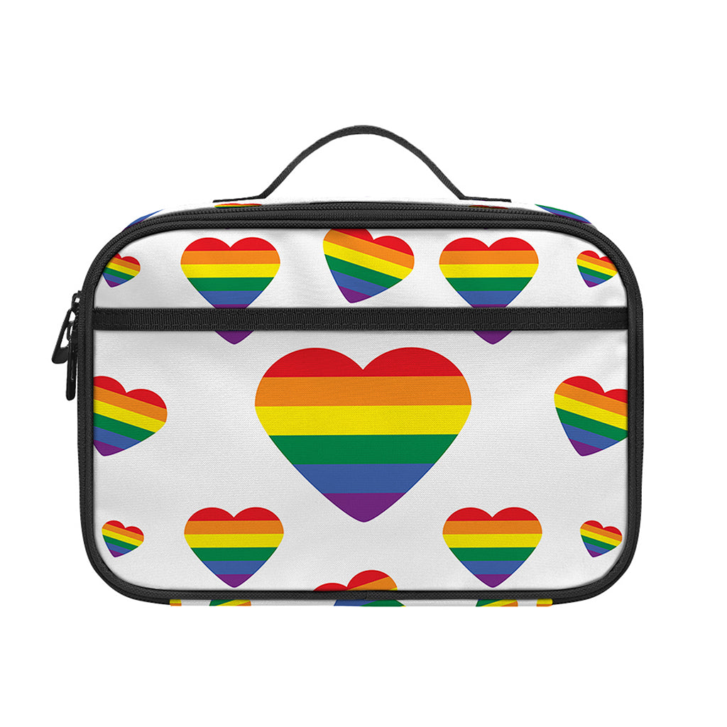 Rainbow LGBT Heart Pattern Print Portable Lunch Bag