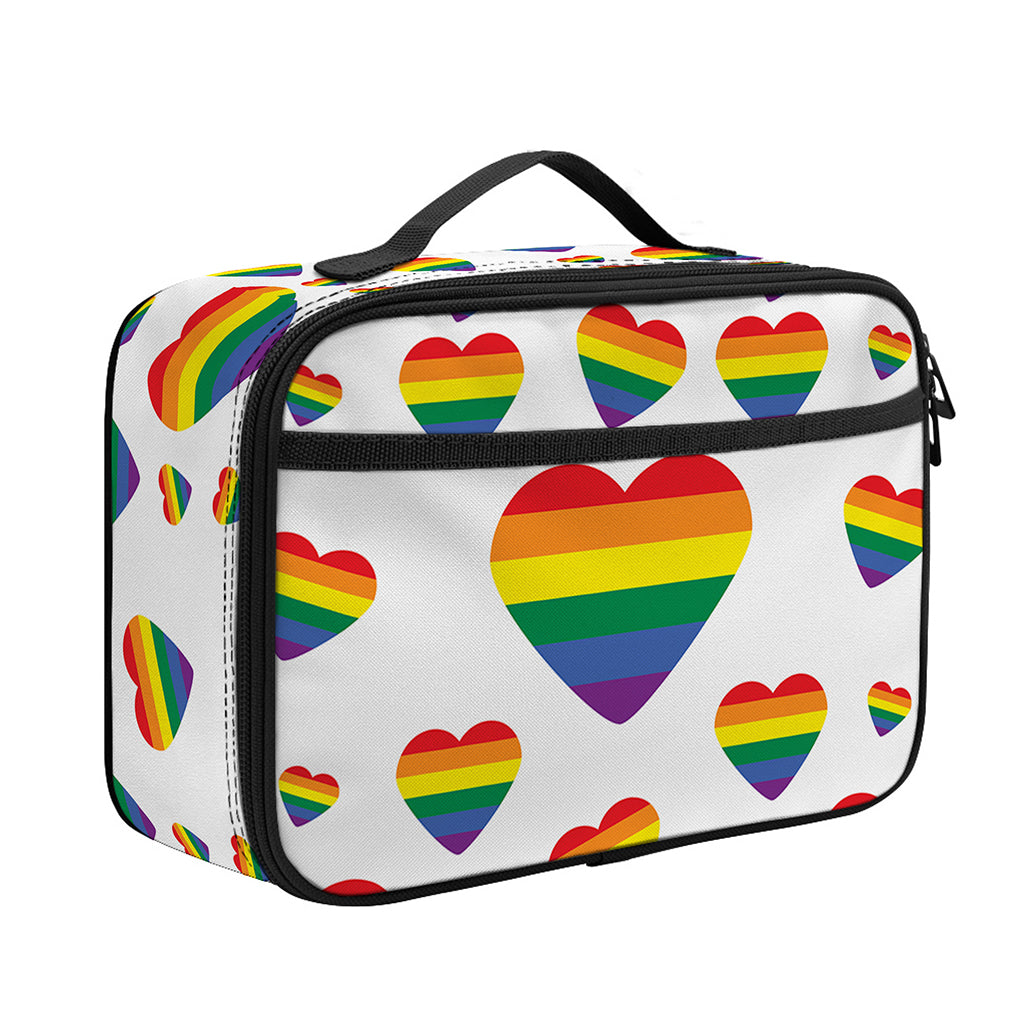 Rainbow LGBT Heart Pattern Print Portable Lunch Bag