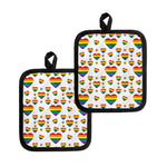 Rainbow LGBT Heart Pattern Print Pot Holders