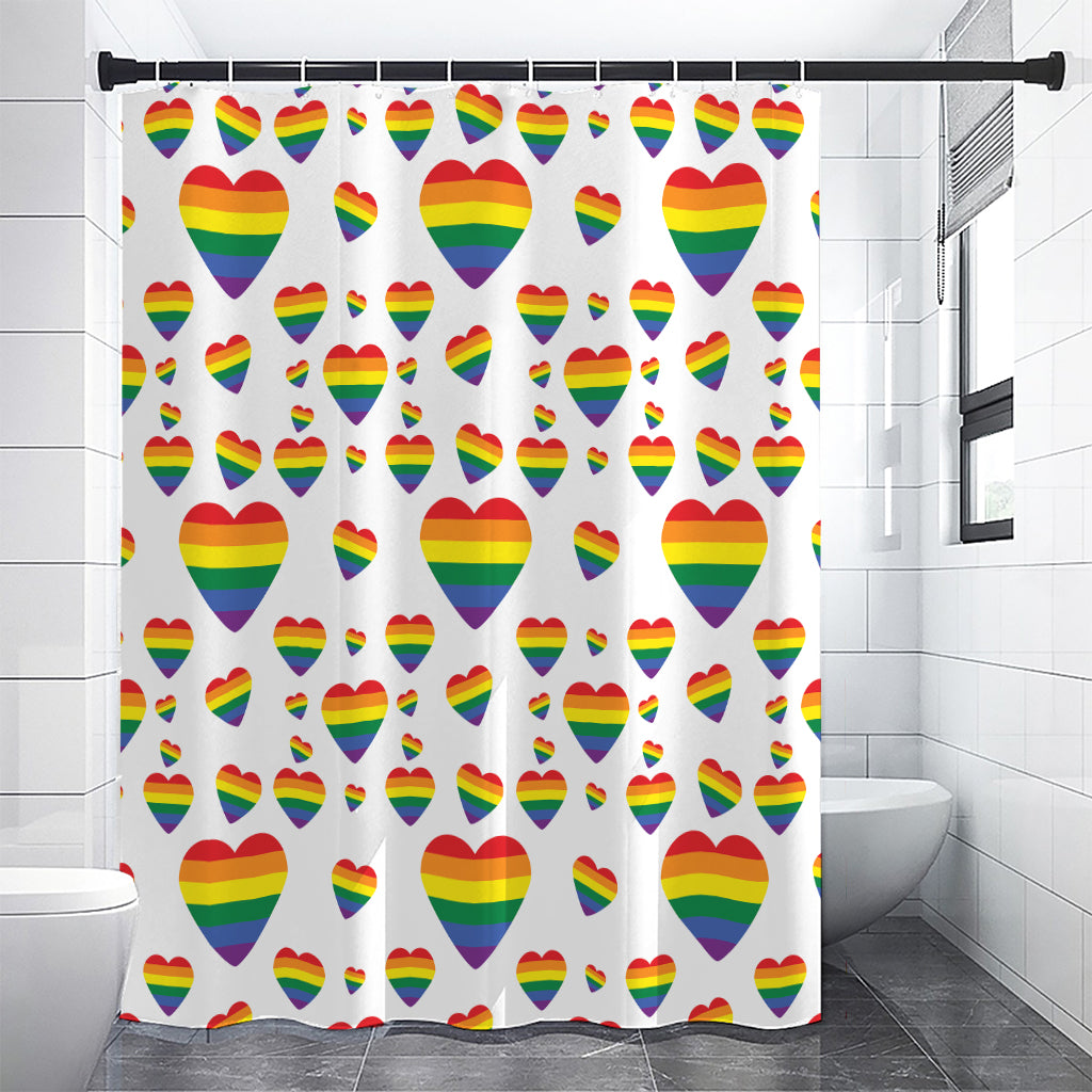 Rainbow LGBT Heart Pattern Print Premium Shower Curtain