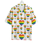 Rainbow LGBT Heart Pattern Print Rayon Hawaiian Shirt