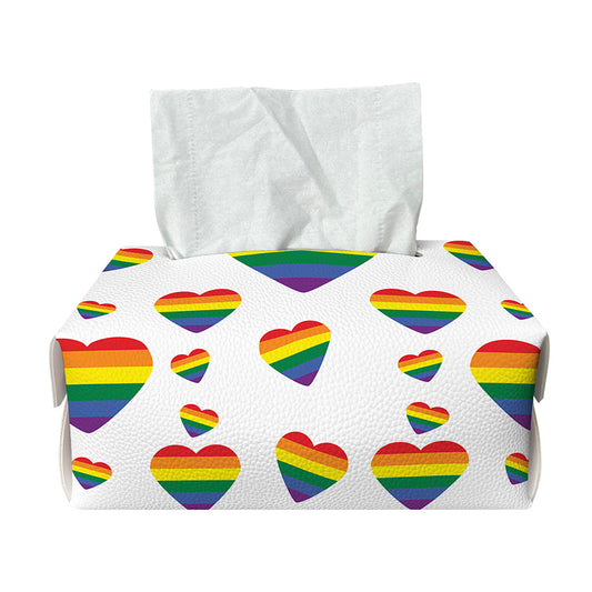 Rainbow LGBT Heart Pattern Print Rectangle Tissue Box Cover