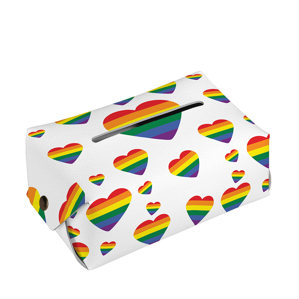Rainbow LGBT Heart Pattern Print Rectangle Tissue Box Cover