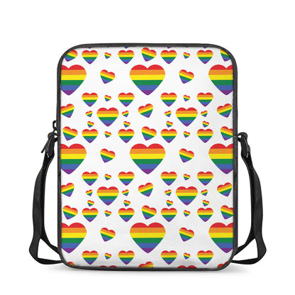 Rainbow LGBT Heart Pattern Print Rectangular Crossbody Bag
