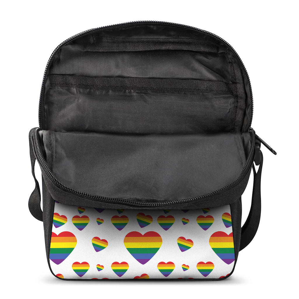 Rainbow LGBT Heart Pattern Print Rectangular Crossbody Bag