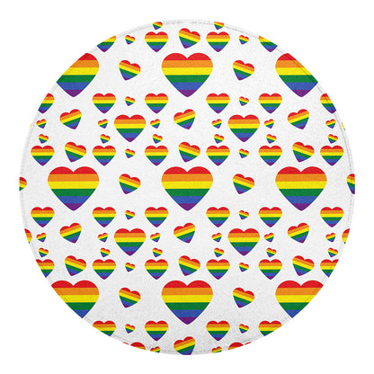 Rainbow LGBT Heart Pattern Print Round Blanket