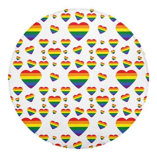 Rainbow LGBT Heart Pattern Print Round Blanket
