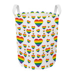 Rainbow LGBT Heart Pattern Print Round Laundry Basket