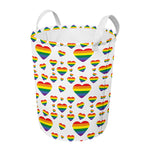 Rainbow LGBT Heart Pattern Print Round Laundry Basket