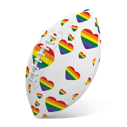 Rainbow LGBT Heart Pattern Print Rugby Ball