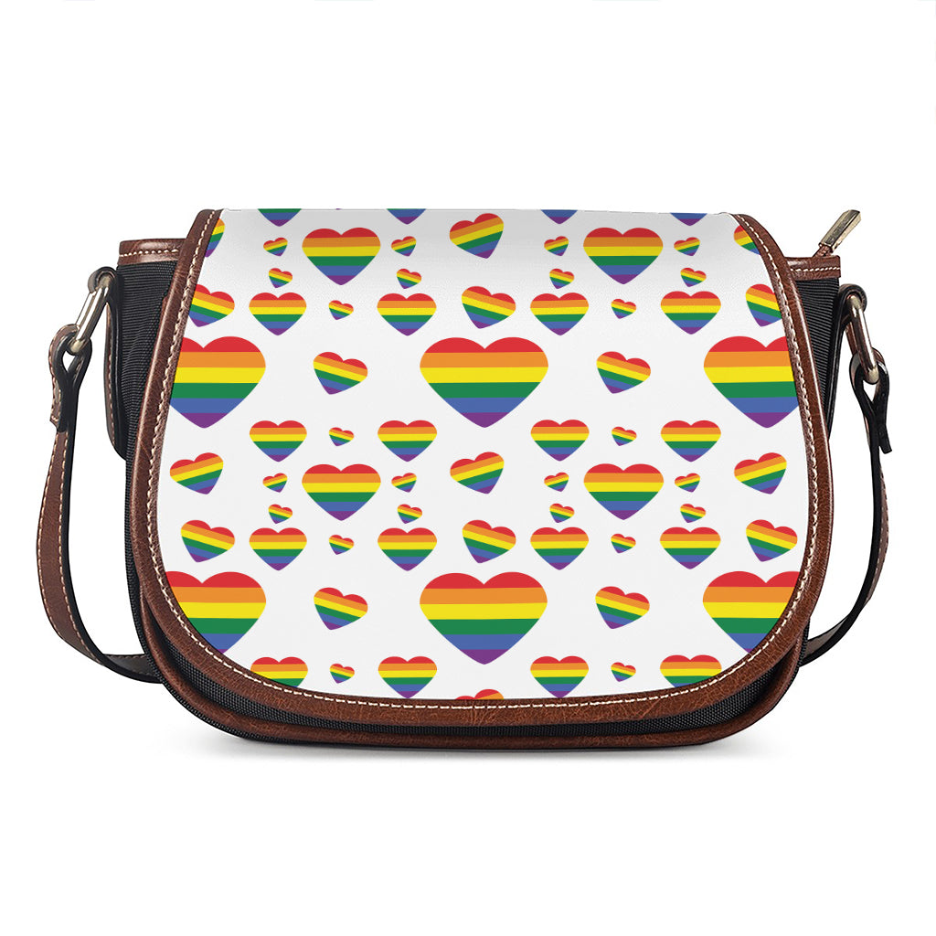 Rainbow LGBT Heart Pattern Print Saddle Bag