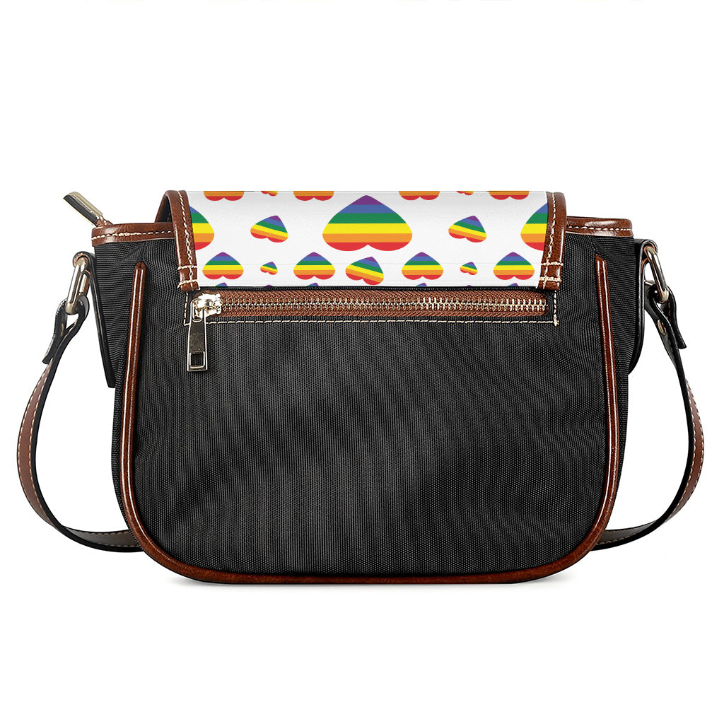Rainbow LGBT Heart Pattern Print Saddle Bag