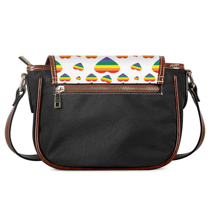 Rainbow LGBT Heart Pattern Print Saddle Bag