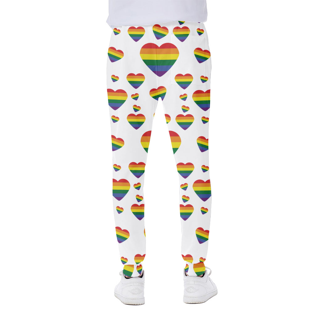 Rainbow LGBT Heart Pattern Print Scuba Joggers