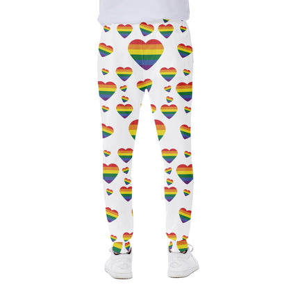 Rainbow LGBT Heart Pattern Print Scuba Joggers