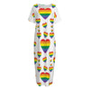 Rainbow LGBT Heart Pattern Print Short Sleeve Long Nightdress