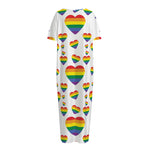 Rainbow LGBT Heart Pattern Print Short Sleeve Long Nightdress