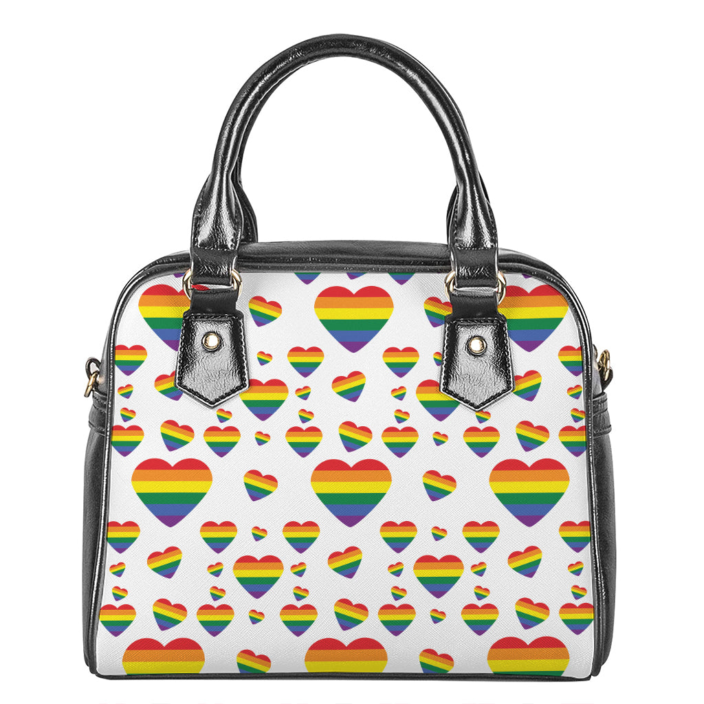 Rainbow LGBT Heart Pattern Print Shoulder Handbag