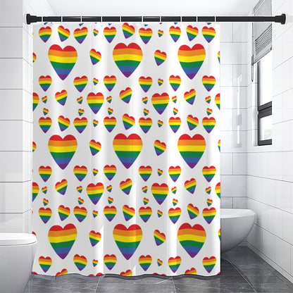 Rainbow LGBT Heart Pattern Print Shower Curtain