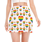 Rainbow LGBT Heart Pattern Print Side Slit Mini Skirt
