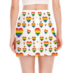 Rainbow LGBT Heart Pattern Print Side Slit Mini Skirt