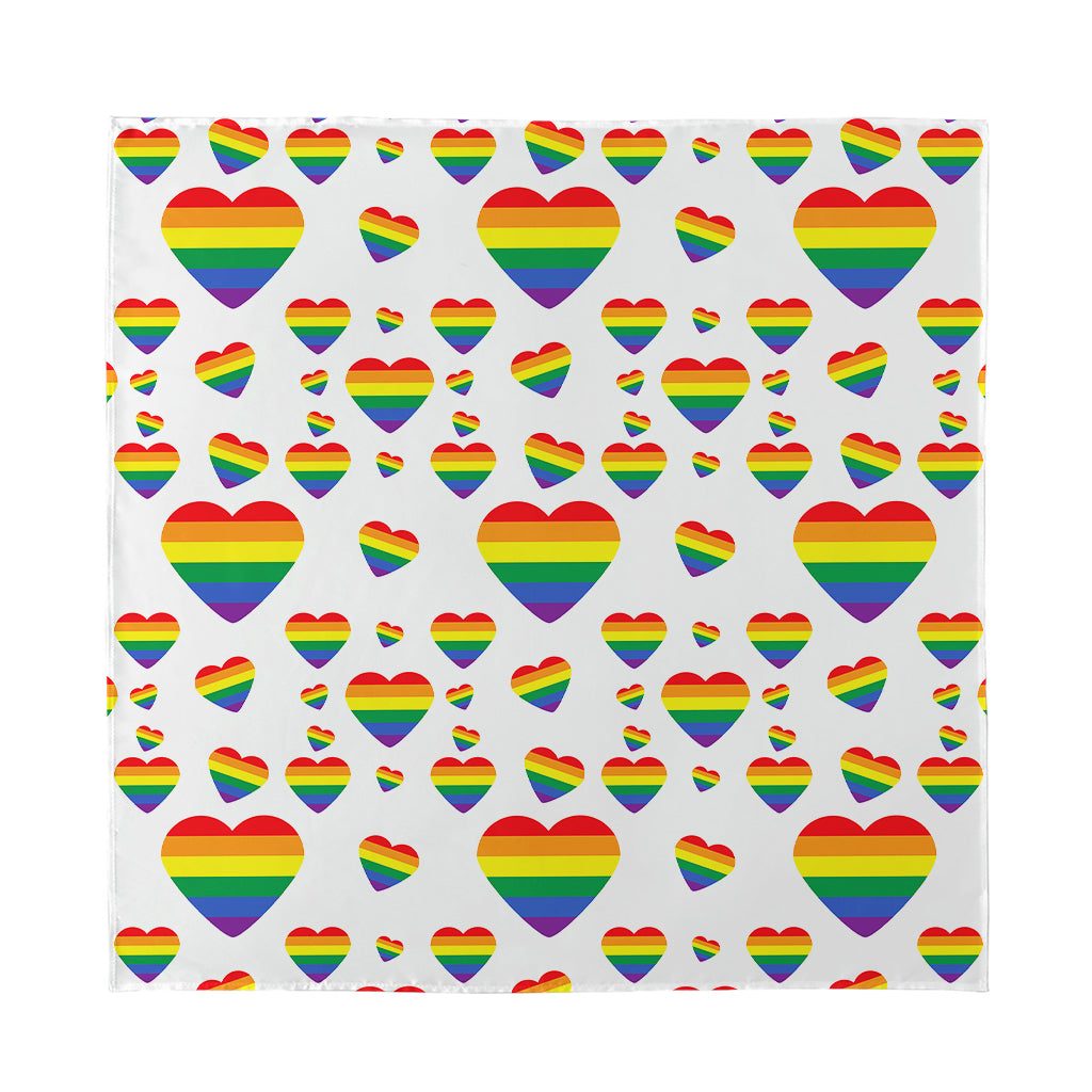 Rainbow LGBT Heart Pattern Print Silk Bandana