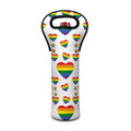Rainbow LGBT Heart Pattern Print Single Neoprene Wine Tote
