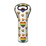 Rainbow LGBT Heart Pattern Print Single Neoprene Wine Tote