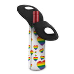 Rainbow LGBT Heart Pattern Print Single Neoprene Wine Tote