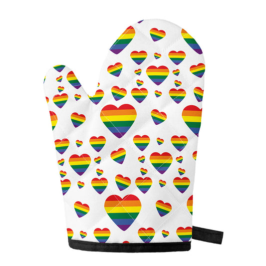 Rainbow LGBT Heart Pattern Print Single Oven Mitt