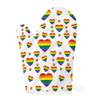 Rainbow LGBT Heart Pattern Print Single Oven Mitt