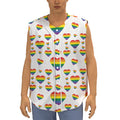 Rainbow LGBT Heart Pattern Print Sleeveless Baseball Jersey