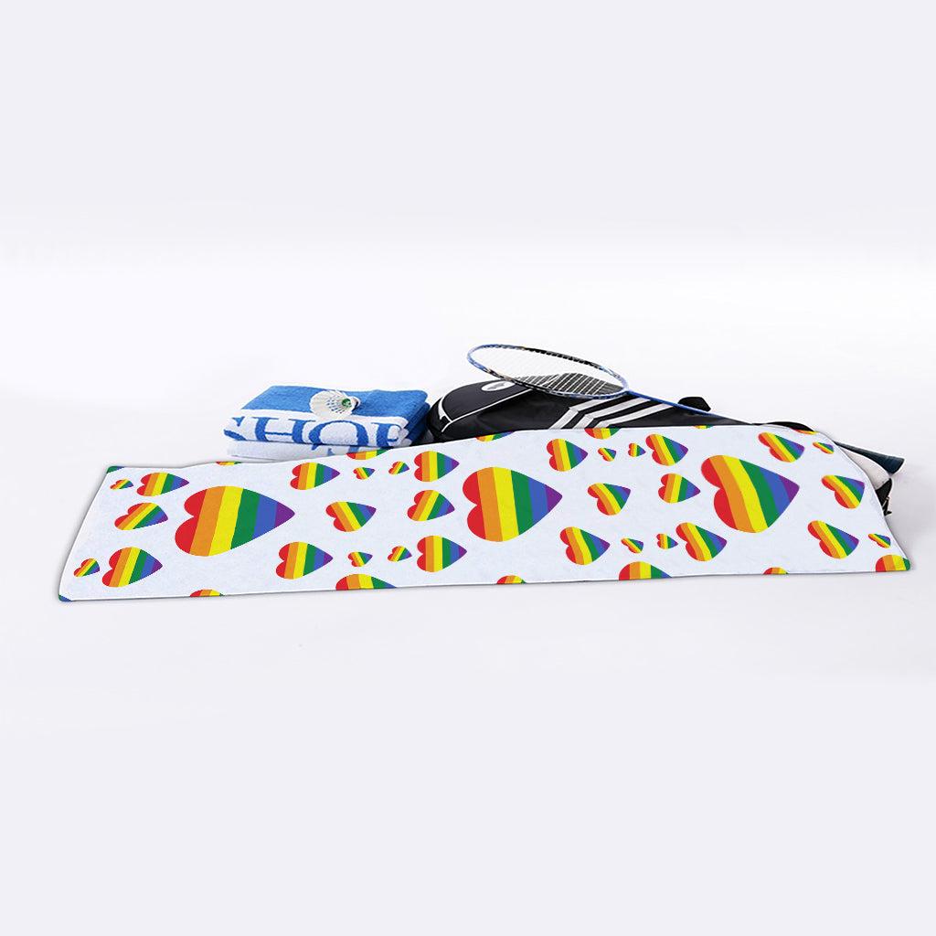 Rainbow LGBT Heart Pattern Print Sports Towel