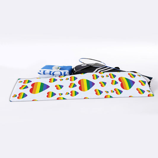 Rainbow LGBT Heart Pattern Print Sports Towel