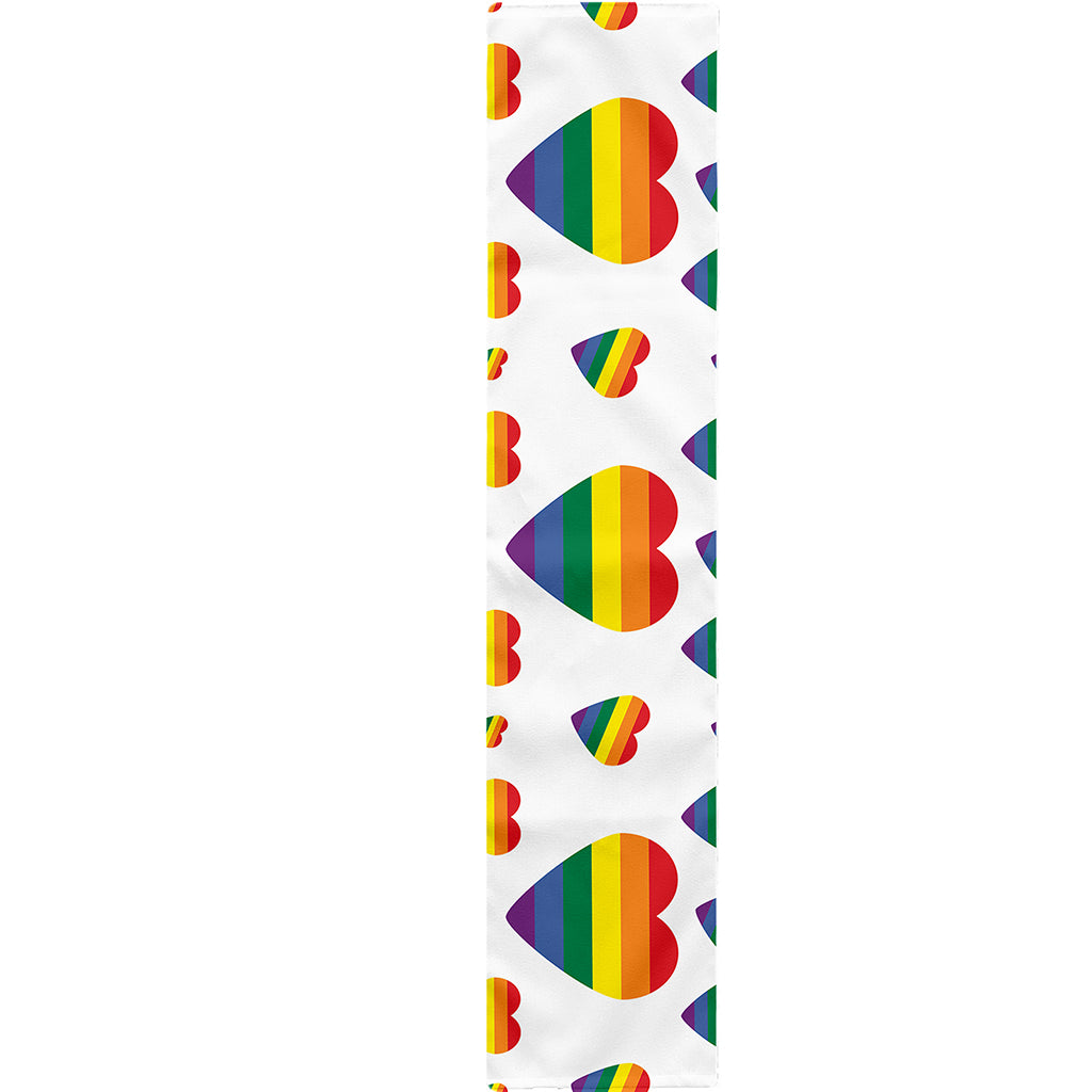 Rainbow LGBT Heart Pattern Print Table Runner
