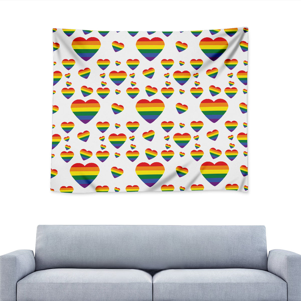 Rainbow LGBT Heart Pattern Print Tapestry