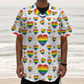 Rainbow LGBT Heart Pattern Print Textured Short Sleeve Shirt