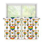 Rainbow LGBT Heart Pattern Print Tier Curtains