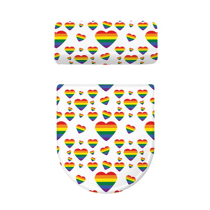 Rainbow LGBT Heart Pattern Print Toilet Lid And Tank Cover Set