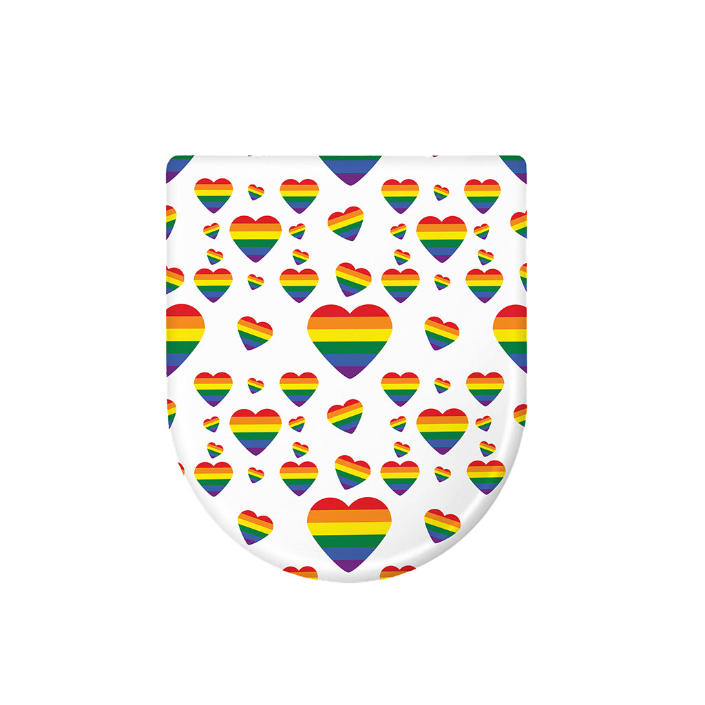 Rainbow LGBT Heart Pattern Print Toilet Lid Cover