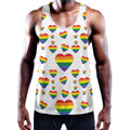 Rainbow LGBT Heart Pattern Print Men's Workout Tank Top